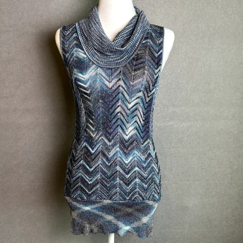INC International Concepts Black Metallic Sleeveless Top M - Picture 3 of 5